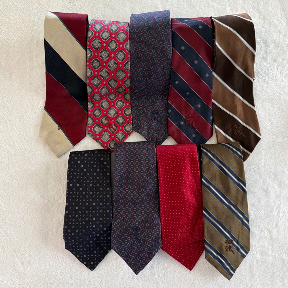 Countess Mara Silk Tie Lot 9 Vintage Leopold Price & Rolle Striped Foulard Mens